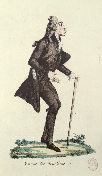 Je Viens des Feuillants, Karikatur der Französischen Revolution, ca. 1791-92 von French School